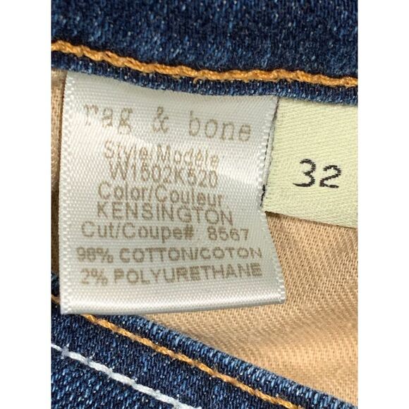 GU Lovely ”rag&bone” Sz-32 Skinny Cut Jean Dark Blue Kensington,5 Pocket,Zipper - Picture 6 of 12